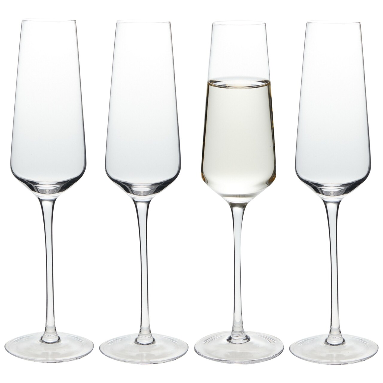 8.5 oz Long Stem Crystal Champagne Flutes for Housewarming, Mimosas, Prosecco, Brunch, Bridal Shower (4 Pack)